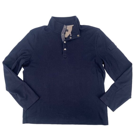 Banana Republic Men’s Size XL True Navy Cotton 1/4 Snap Button Pullover Jersey - Picture 1 of 8